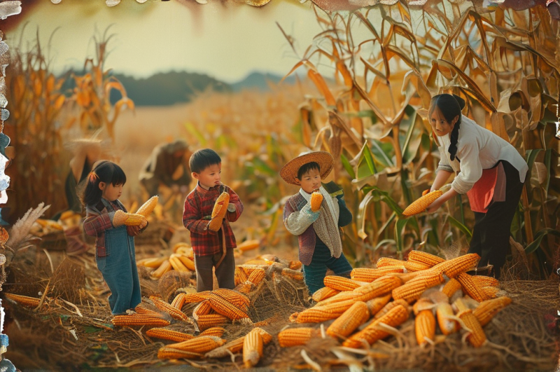 八九十年代农村秋收场景
